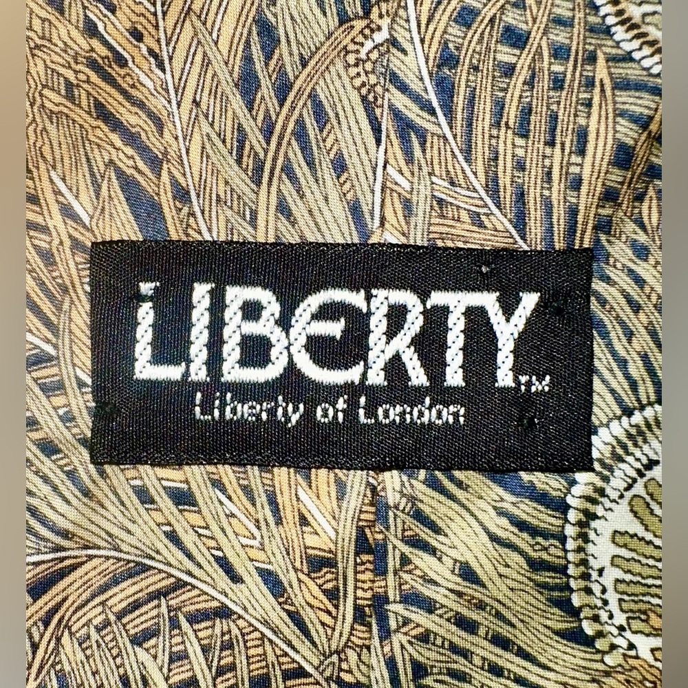 Liberty of London necktie tie cotton peacock feather pattern vintage